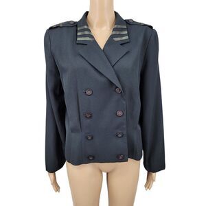 80s Military Inspired Women's Double Breasted Jacket By Gadd Vintage